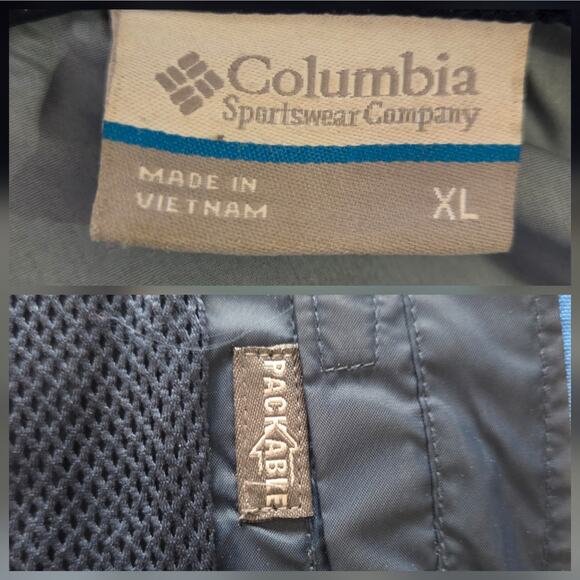 Columbia Windbreaker Jacket Men's XL Royal Blue Hidden hood, packable - Picture 3 of 11